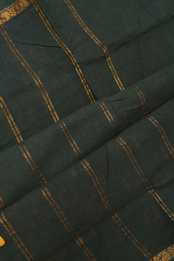 Allover Printed Buttas Dark Green Sungudi Cotton Saree