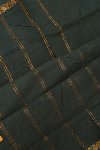 Allover Printed Buttas Dark Green Sungudi Cotton Saree