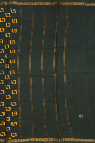 Allover Printed Buttas Dark Green Sungudi Cotton Saree