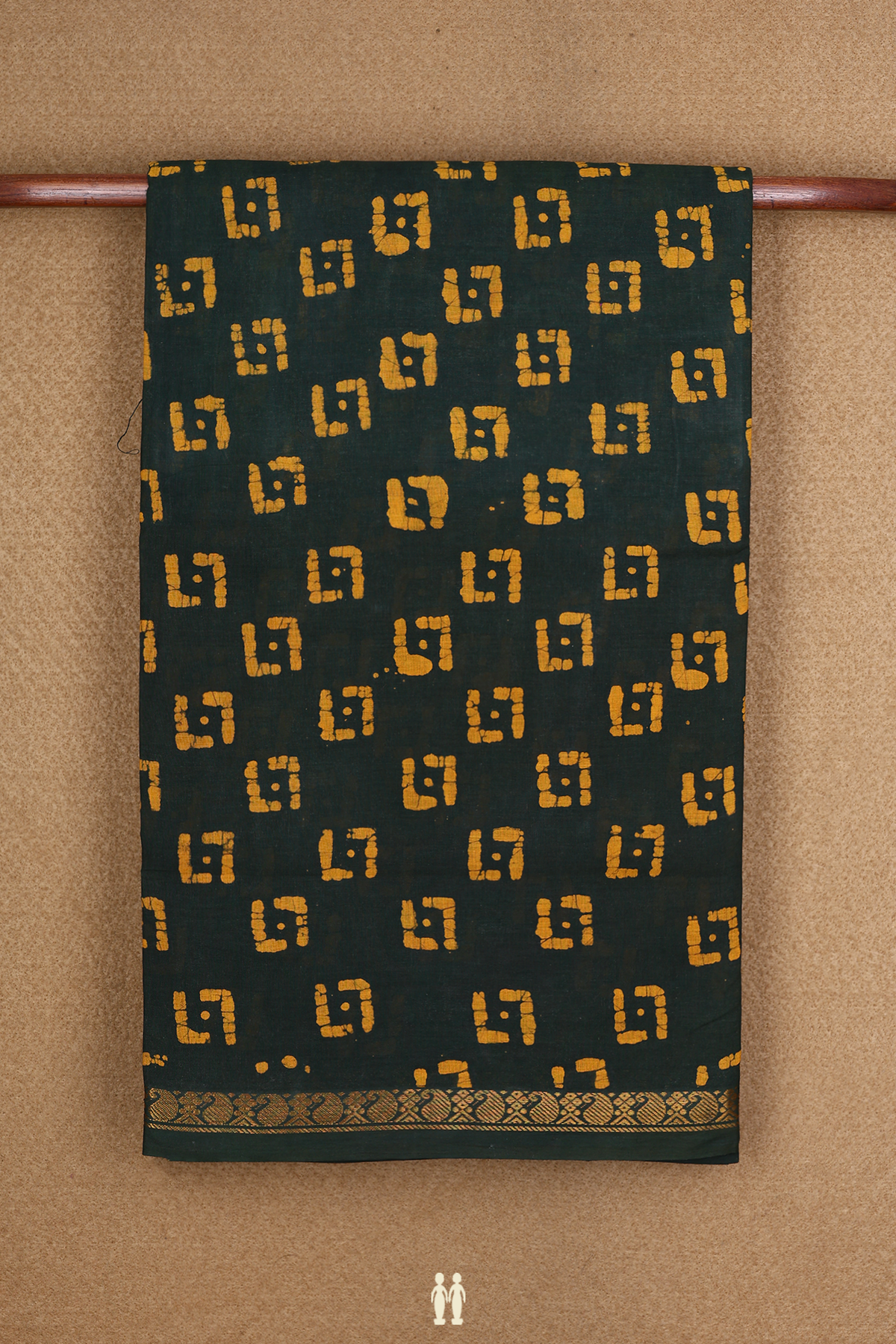 Allover Printed Buttas Dark Green Sungudi Cotton Saree