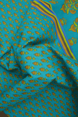 Allover Printed Buttas Sea Blue Ahmedabad Cotton Saree