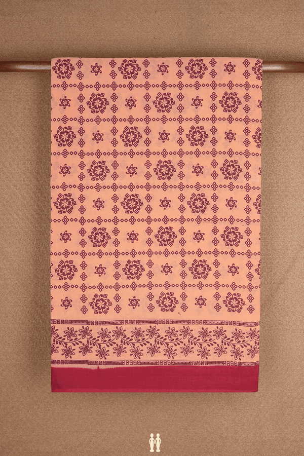 Allover Printed Design Baby Pink Sungudi Cotton Saree