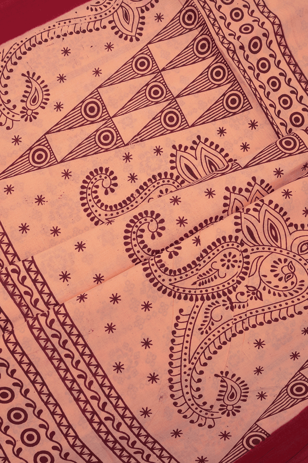 Allover Printed Design Baby Pink Sungudi Cotton Saree