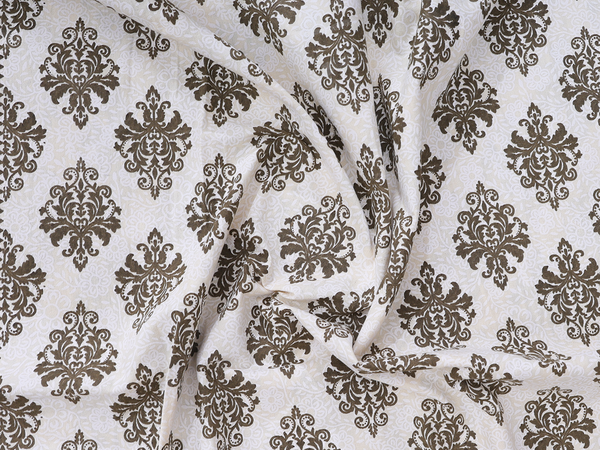 Allover Printed Design Beige Cotton Single Bedspread