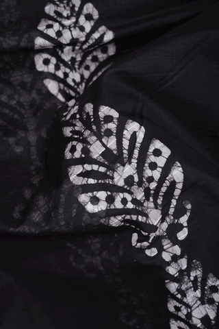 Allover Printed Design Black Chanderi Cotton Saree