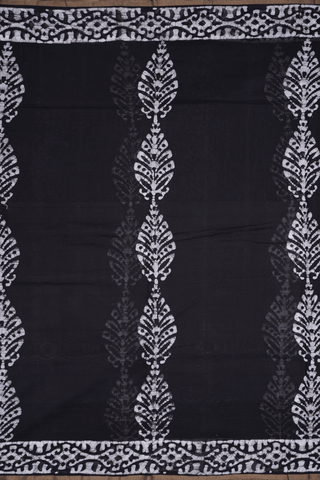 Allover Printed Design Black Chanderi Cotton Saree