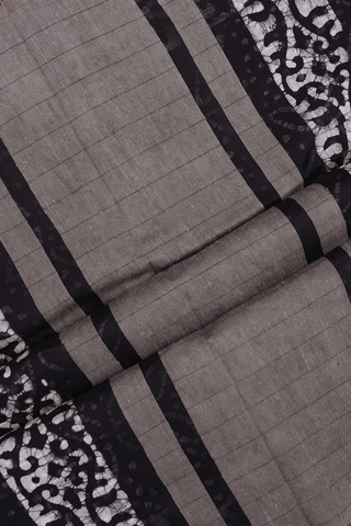 Allover Printed Design Black Chanderi Cotton Saree