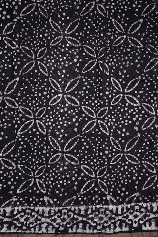 Allover Printed Design Black Chanderi Cotton Saree