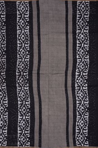 Allover Printed Design Black Chanderi Cotton Saree