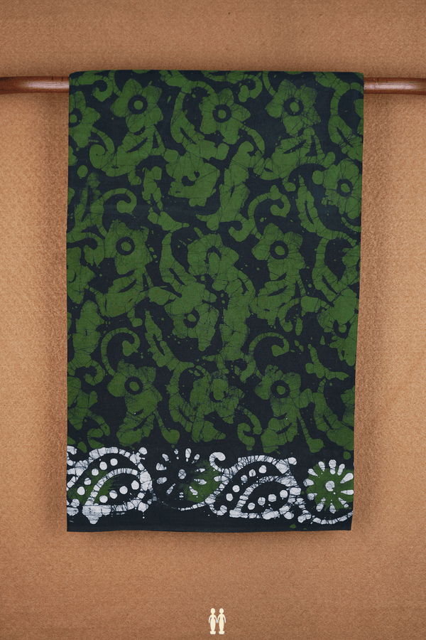 Allover Printed Design Black Sungudi Cotton Saree