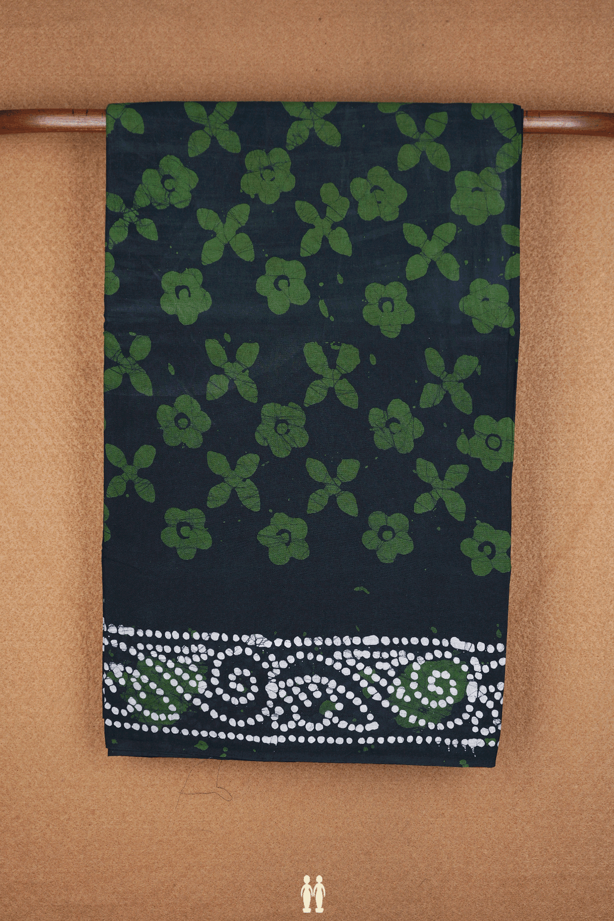 Allover Printed Design Black Sungudi Cotton Saree