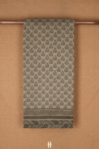 Allover Printed Design Dark Khaki Kota Cotton Saree