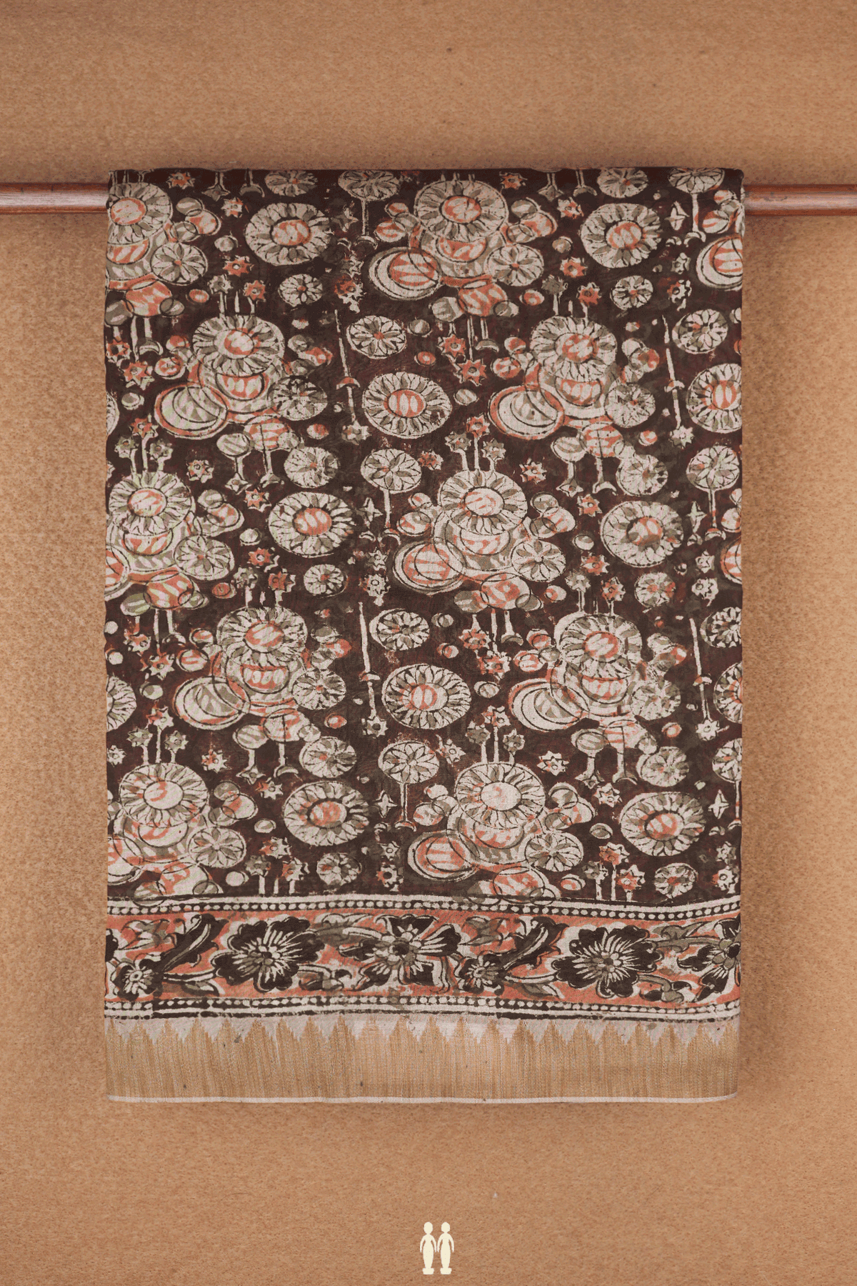 Allover Printed Design Dark Maroon Kalamkari Cotton Saree