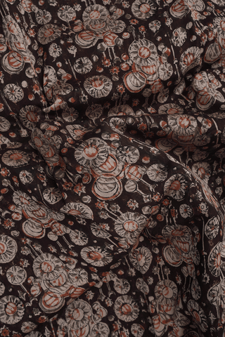 Allover Printed Design Dark Maroon Kalamkari Cotton Saree