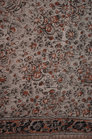 Allover Printed Design Dark Maroon Kalamkari Cotton Saree