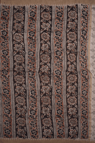 Allover Printed Design Dark Maroon Kalamkari Cotton Saree
