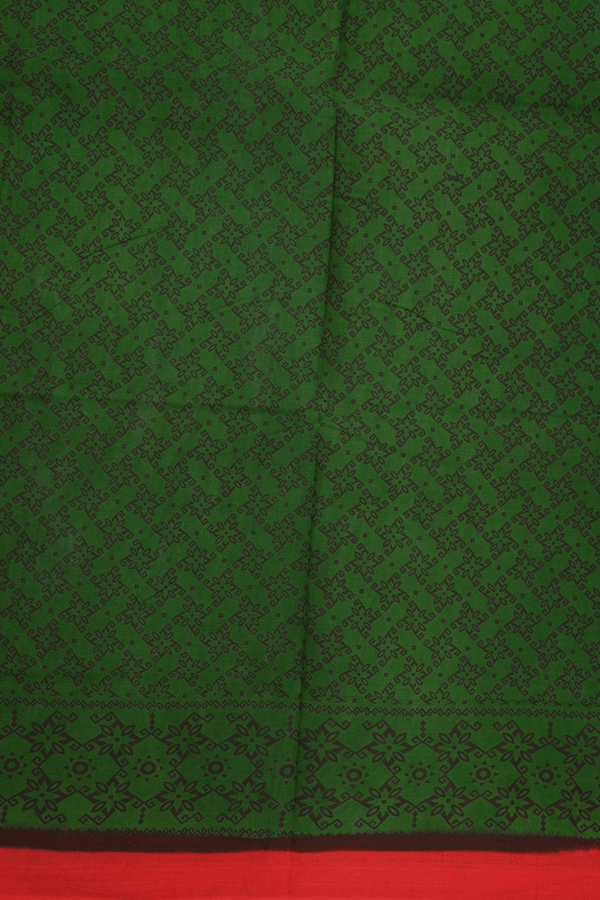 Allover Printed Design Emerald Green Sungudi Cotton Saree