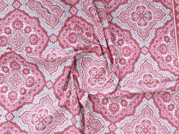Allover Printed Design Light Grey Cotton Single Bedspread