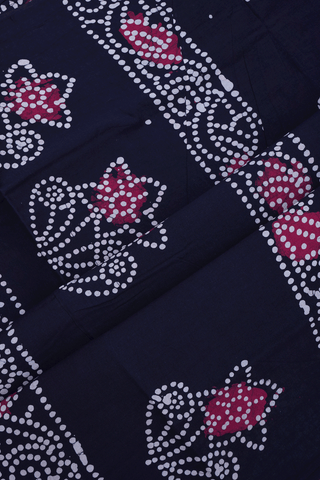 Allover Printed Design Midnight Blue Sungudi Cotton Saree