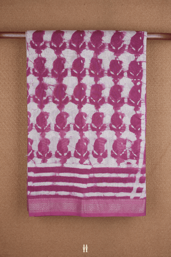 Allover Printed Design Mulberry Chanderi Cotton Saree