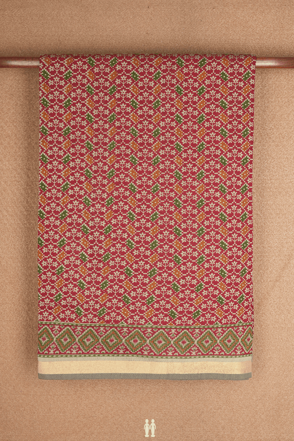 Allover Printed Design Multicolor Chanderi Cotton Saree