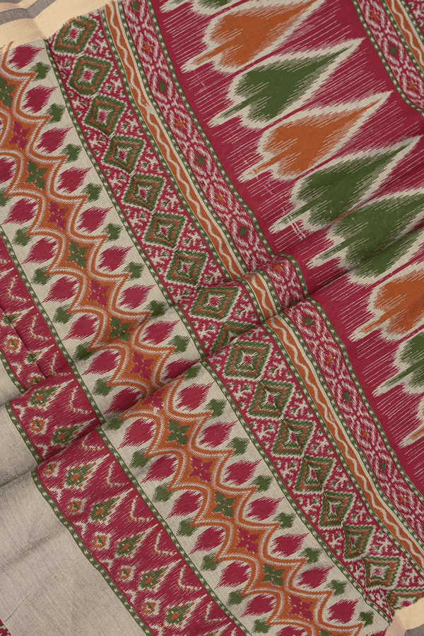 Allover Printed Design Multicolor Chanderi Cotton Saree