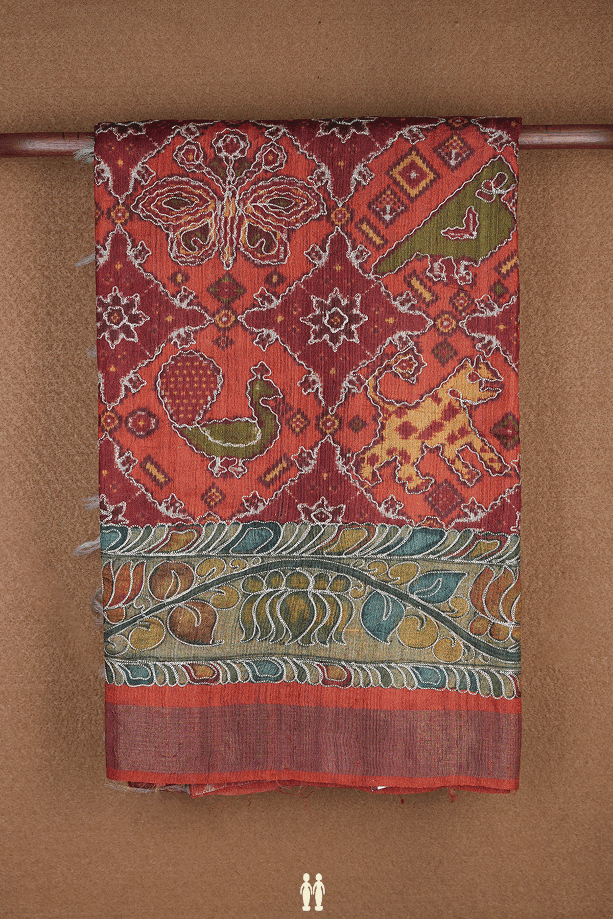 Allover Printed Design Multicolor Tussar Silk Saree