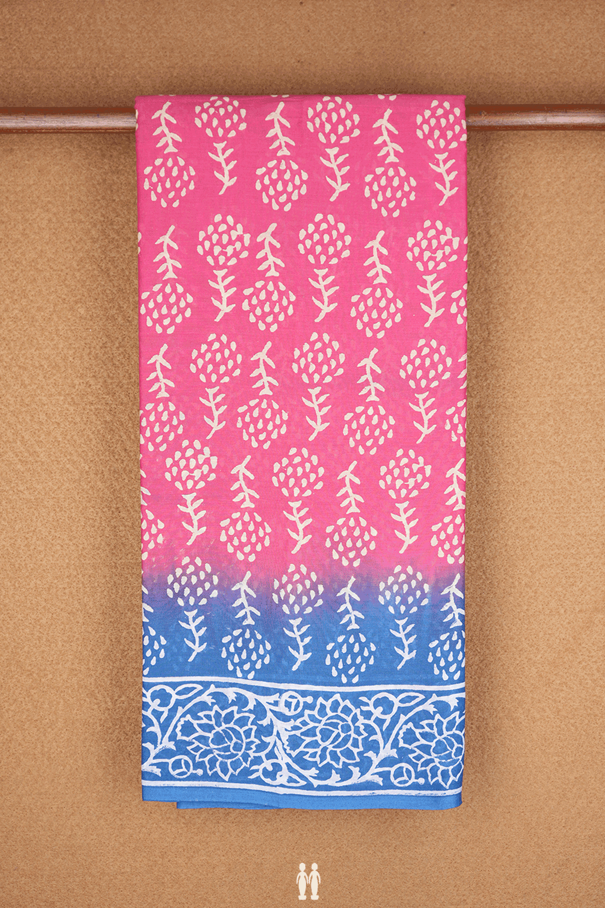 Allover Printed Design Punch Pink Ahmedabad Cotton Saree