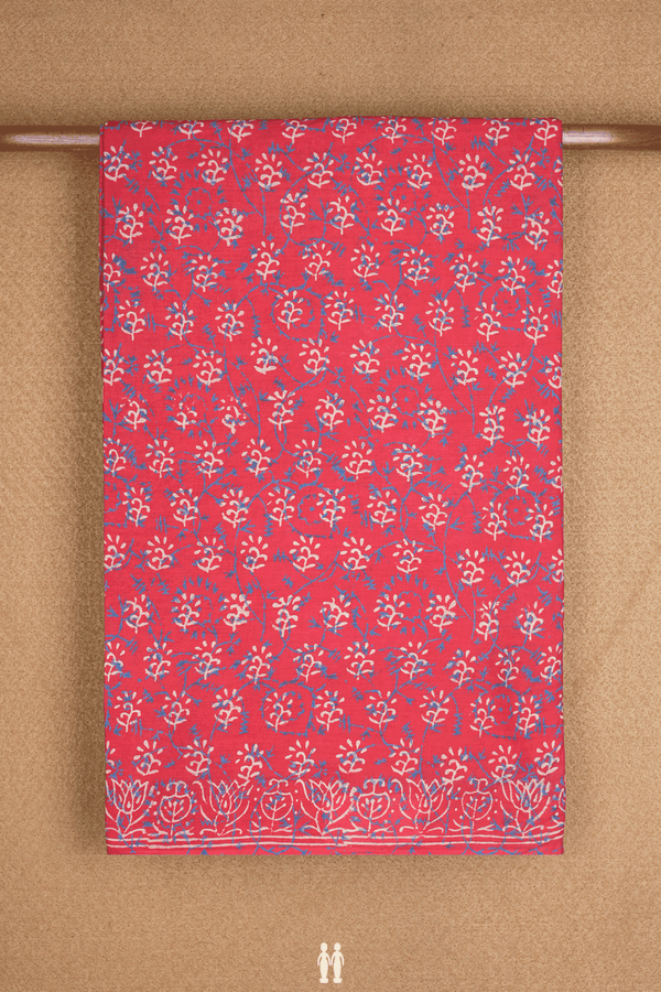 Allover Printed Design Scarlet Red Jaipur Cotton Saree