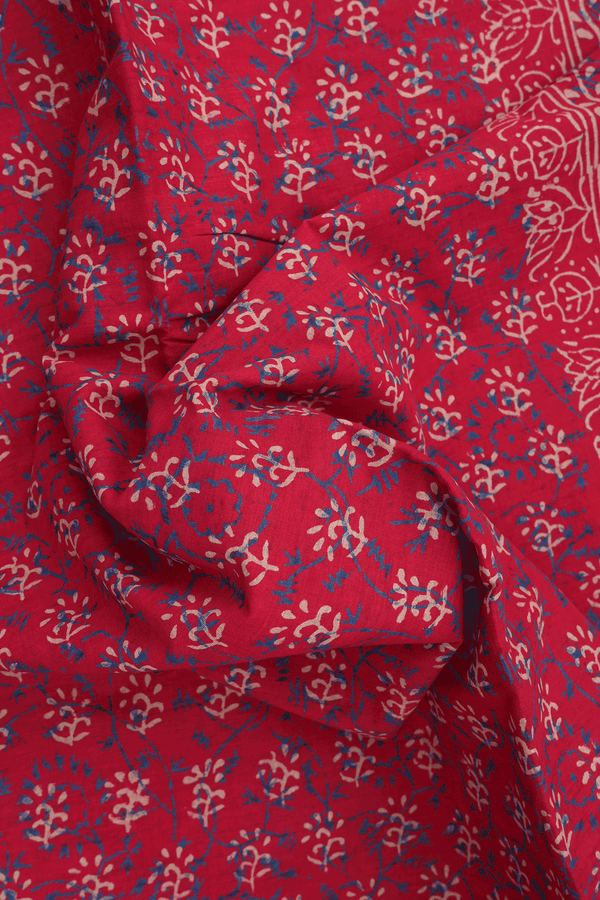 Allover Printed Design Scarlet Red Jaipur Cotton Saree