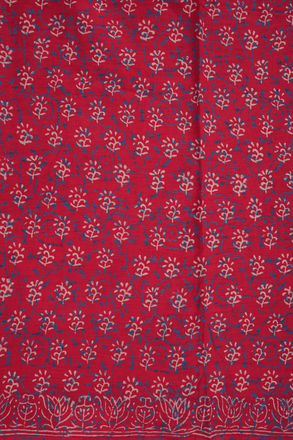 Allover Printed Design Scarlet Red Jaipur Cotton Saree