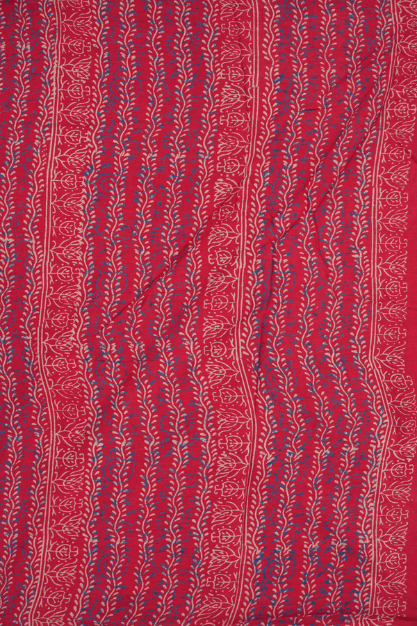 Allover Printed Design Scarlet Red Jaipur Cotton Saree