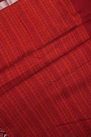 Allover Printed Design Shades Of Red Chanderi Cotton Saree