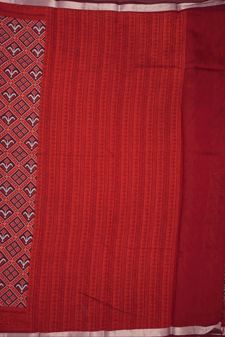 Allover Printed Design Shades Of Red Chanderi Cotton Saree