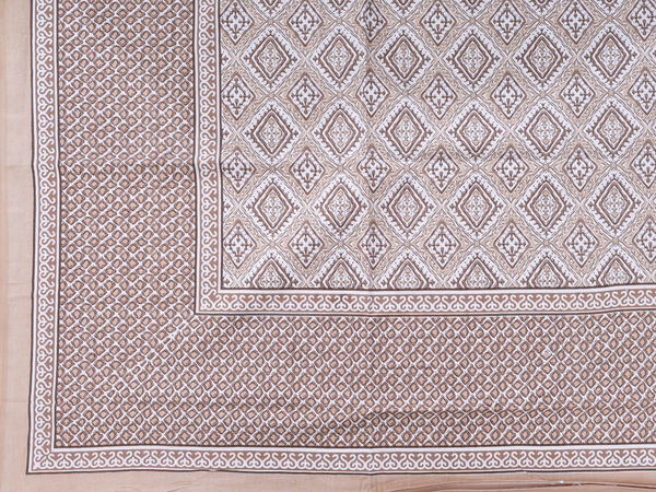 Allover Printed Design White Cotton Single Bedspread