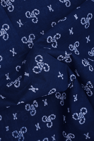 Allover Printed Motifs Oxford Blue Sungudi Cotton Saree