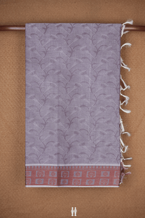 Allover Self Design Cream Purple Coimbatore Cotton Saree