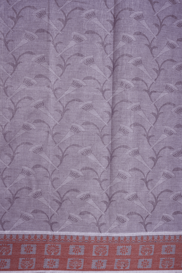 Allover Self Design Cream Purple Coimbatore Cotton Saree