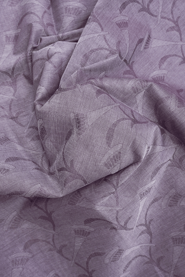 Allover Self Design Cream Purple Coimbatore Cotton Saree
