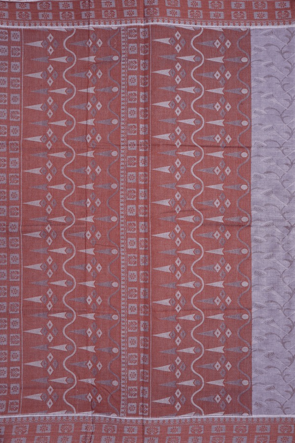 Allover Self Design Cream Purple Coimbatore Cotton Saree