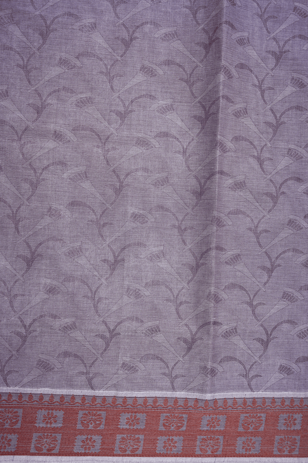 Allover Self Design Cream Purple Coimbatore Cotton Saree