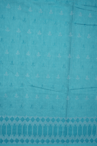 Allover Self Design Light Blue Bengal Cotton Saree