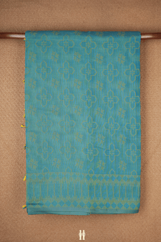 Allover Self Design Turkish Blue Bengal Cotton Saree