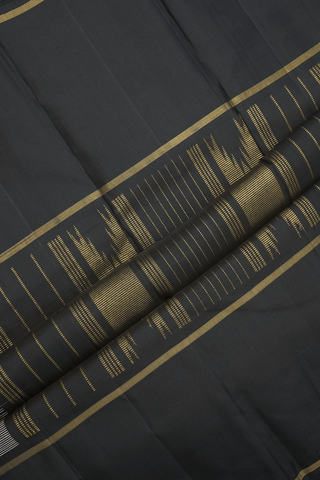 Allover Stripe Design White And Black Kanchipuram Silk Saree