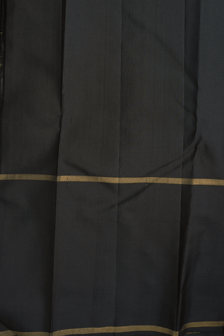 Allover Stripe Design White And Black Kanchipuram Silk Saree