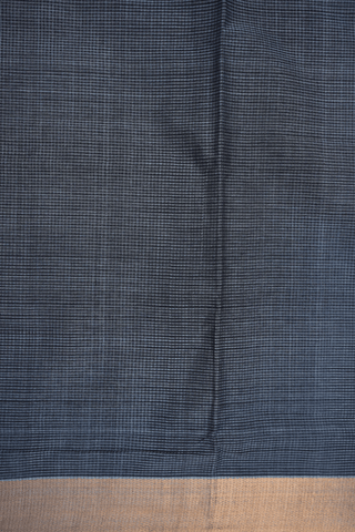 Allover Striped Design Dark Grey Mangalagiri Cotton Saree