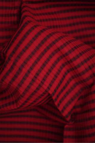 Allover Striped Design Ruby Red Mangalagiri Cotton Saree