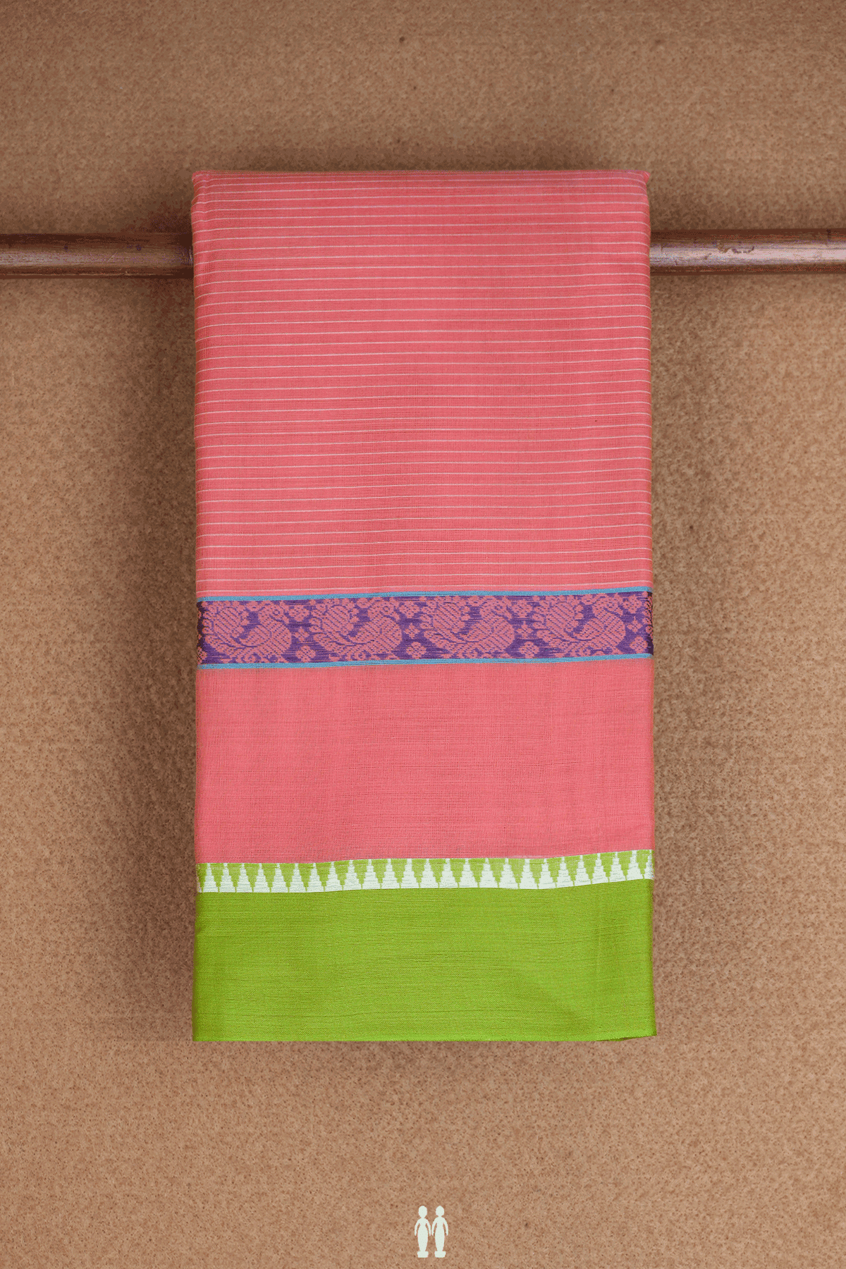Allover Stripes Design Blush Pink Narayanpet Cotton Saree