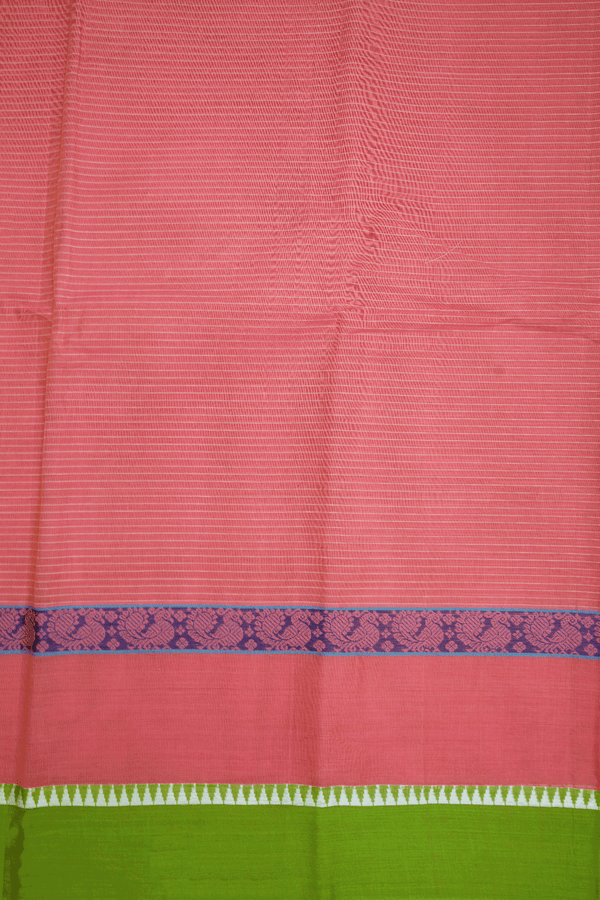 Allover Stripes Design Blush Pink Narayanpet Cotton Saree