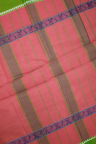 Allover Stripes Design Blush Pink Narayanpet Cotton Saree